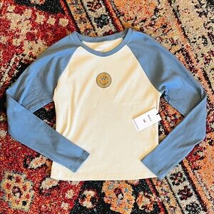 RVCA Blue and White Long Sleeve Tee